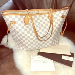 Authentic Louis Vuitton NeverFull MM Damier Azur